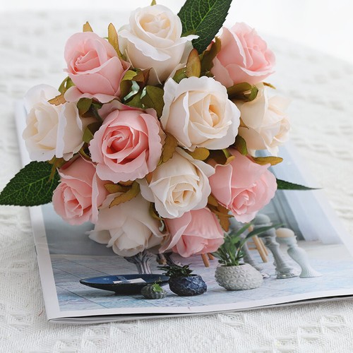 Rosa de Seda Floral Novia Boda Ramo Hágalo usted mismo Hogar Fiesta Decoración Noviembre Ambiente Noche - Imagen 19 de 40