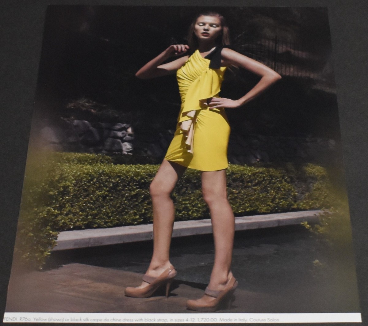 2009 Print Ad Sexy Heels Long Legs Fashion Lady Blonde Fendi Yellow Dress  Beauty | eBay