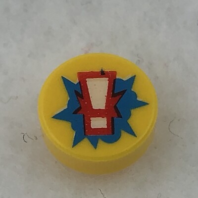 LEGO 98138pb068 Yellow Tile, Round 1 x 1 W/ White Exclamation Mark (x1)