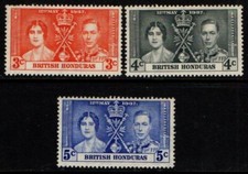 British Honduras Belize 1937 King George VI Coronation SG147-49 Mint