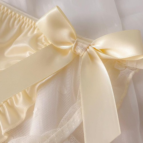Women Satin Silk Briefs Panties Mesh Ruffle Lace Knickers Breathable Comfortable - Picture 7 of 20
