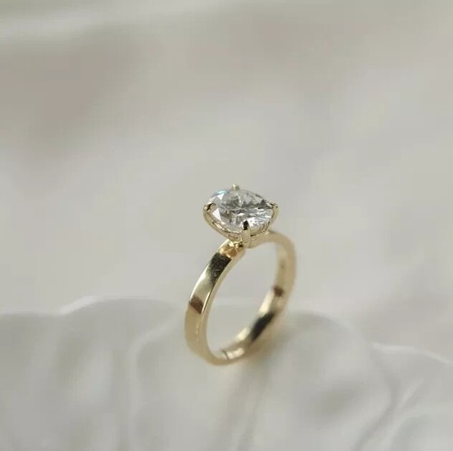 1.04 Ct Lab Grown CVD Diamond Engagement Solitaire Ring 14K Solid Yellow Gold - Picture 5 of 8