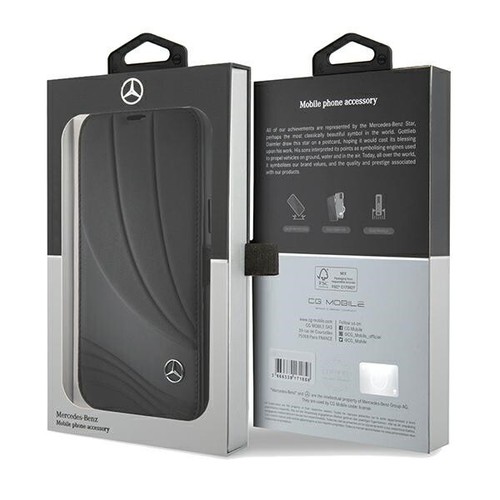 Étui Type Portefeuille IPHONE 15 Mercedes Cuir Véritable Noir Réglable - Photo 7 sur 7