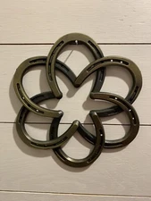 Horseshoe Wreath Cowboy Star Rustic Primitive Home Decor Western Metal 6 Shoes