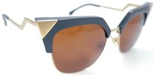 Fendi FF 0149/S Black Gold Cat Eye Sunglasses Dark Brown Lens 54-18-140 Italy