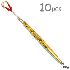 10pcs Fish WOW! 300g Speed jig Vertical Trolling lure 8/0 4x Assist Hooks Orange