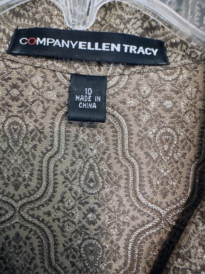 Chaleco De Colección Años 90 Ellen Tracy Company Dorado Retro Vacaciones Romántico Repujado Talla 10 Foto 4 de 4