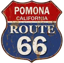 POMONA, CALIFORNIA Route 66 Shield Metal Sign Man Cave Garage 211110013055