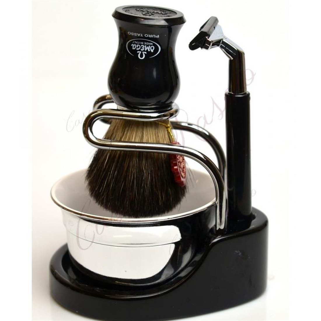 Kit Barba Omega 6206.12 | Pennello in Tasso + Rasoio G2 | Made Italy