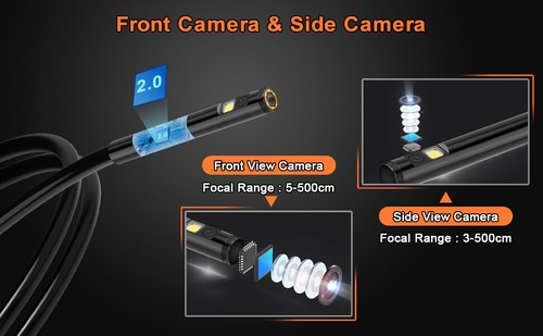IP68 Industrial Endoscope 1080P FHD Dual Lens Snake Borescope Inspection Camera - Picture 9 of 11