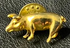 Gold Tone Pig Pin Hog Pinback Lapel Pin Motorcycle Biker