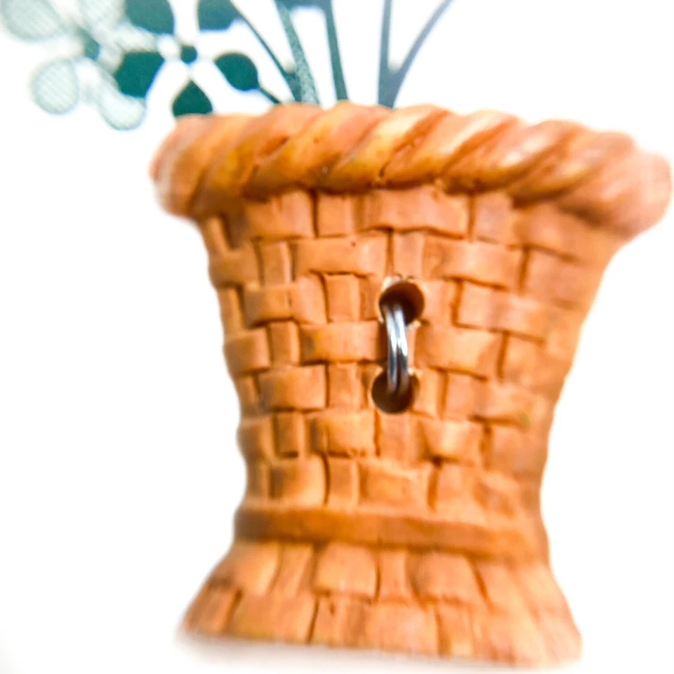 Set of Four Decorative Flower Pots Two Hole Plastic Collectible Buttons to craft - Image 2 of 4