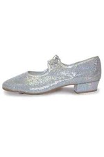 Scarpe da ballo stazione argento scintillante ologramma rubinetto con punta e tallone aderenti