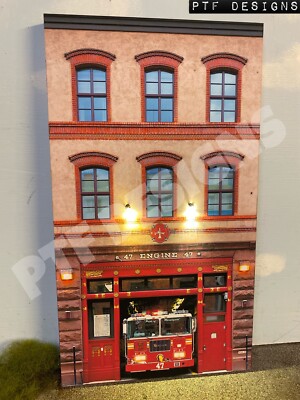 O Scale Scratch Built ''FIRE HOUSE'' Department Station LED Front/Flat MTH Lionel