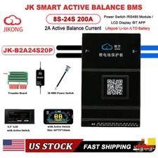 JK Smart BMS 8S-24S 200A Lifepo4 Li-Ion w/2A Active Balance BT/RS485/LCD Lot US