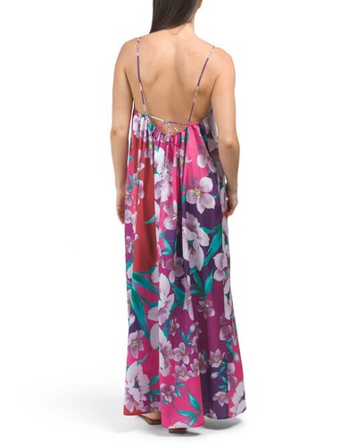 NWT GOTTEX BELLA ROSE HIGH NECK LONG COVER UP DRESS, SIZE: S/M - Picture 2 of 2