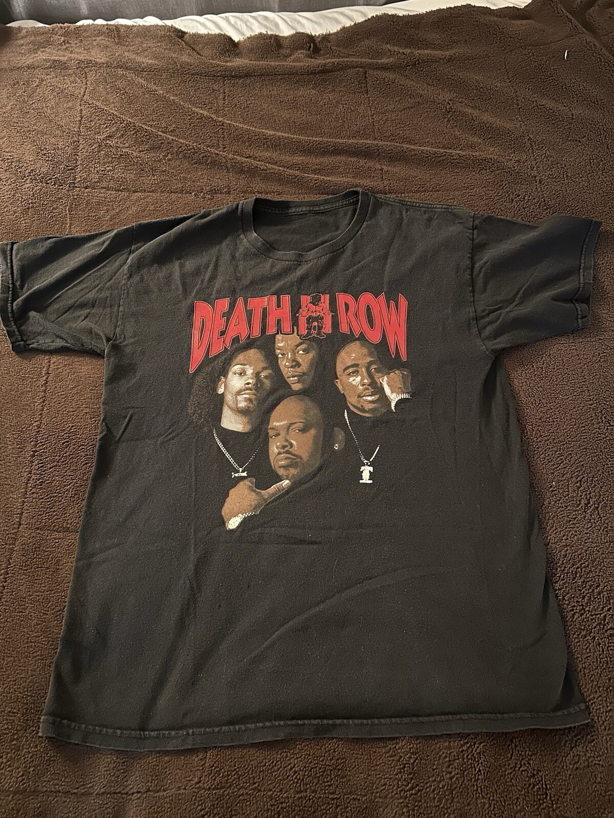 FILA T shirt vintage Death Row Records nera grande hip hop Dr Dre Snoop cane