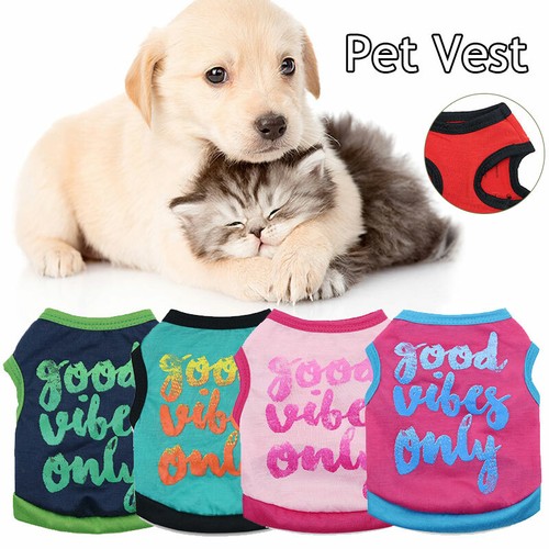Cute Small Dog T-shirt Pet Vest Printed Clothes Dog Clothes Puppy Cat Coat NEW ✲ - Picture 3 of 24