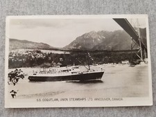 SS Coquitlam Union Steamship Under Lions Gate Bridge Vancouver BC Canada RPPC