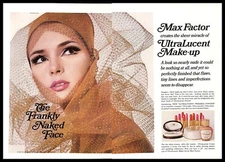 1966 Max Factor Ultralucent Makeup Vintage PRINT AD Frankly Naked Face