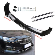 Front Bumper Lip Splitter For Buick Spoiler Body Kit Strut Rod Glossy Black