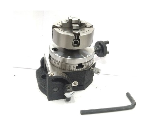 3" Inches (75 mm) Tilting Rotary Table+ 70 mm 4 Jaws Independent Chuck+ Back ... - Picture 2 of 3