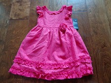 CHAPS brand NWT girl's sz 3T pink sleeveless dress w/ruffles embroidered flowers