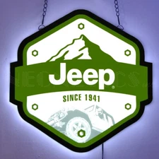 Jeep 1941 Mountain 16" Slim Backlit LED Wall Mount Lighted Sign Neonetics 7LEDJP