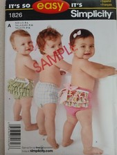 Simplicity Pattern 1826 Infant Baby Diaper Covers Bloomers Sizes S M L