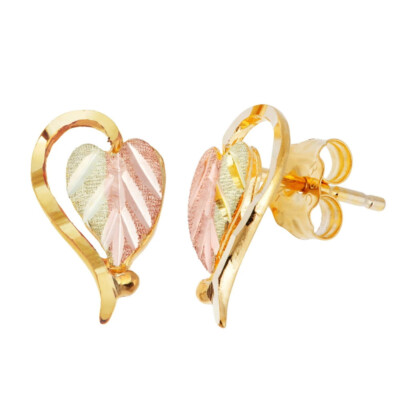 Black Hills Gold Split Leaf Half Heart Ohrringe