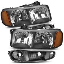 Headlight Assembly with Bumper Lights Compatible with GMC Sierra 1500 Denali ...
