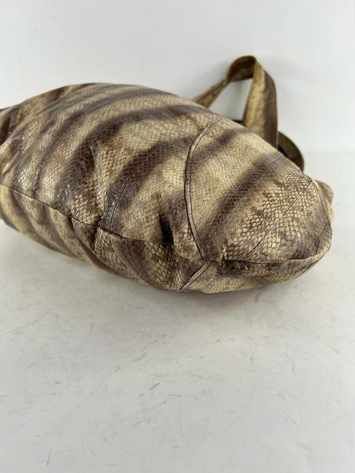 Beirn Jenna Tote Bag Purse Brown Cream  Lightweight Striped shoulder bag Purse  - Image 4 of 4