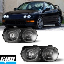 For 1994-1997 Acura Integra Dual Halo Projectors Headlights Black Housing Clear