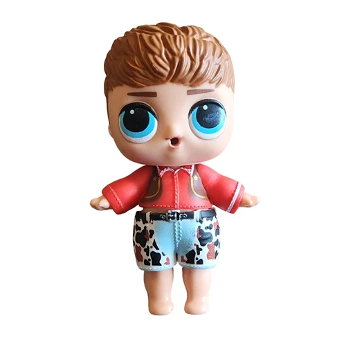 LOL Surprise Boy Doll With Brown Hair & Blue Eyes Wearing Red Jacket & Cow Print