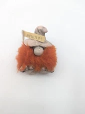 Vintage 1973 Troll with banner  "Who Needs it?" Orange Hair- Paula?