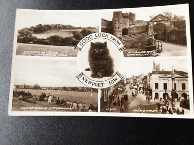 Newport, I.O.W, Multiview, Cricket Ground, High Street, Echtfoto Postkarte D434