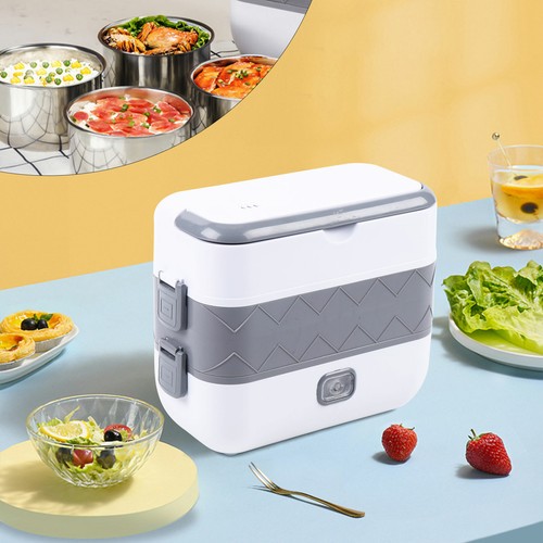 Portable 2 Layer Electric Lunch Box Stainless Steel Steamer Pot Rice Cooker Heat - Picture 3 of 20