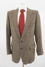Harris Tweed Blazer Jacket 25 Green Beige Check Single Breasted 2 Button C417
