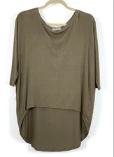 Michael Stars USA Womens Top 2233 Low Front Olive Green One Size