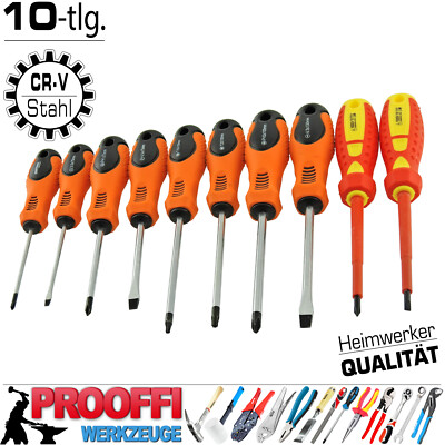 10-tlg Schraubendreher Set Kreuz Schlitz Torx Elektriker Schraubenzieher Satz
