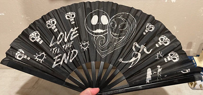 Disney Parks Nightmare Before Christmas Jack & Sally Wide Hand Fan New