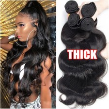 Brazilian Body Wave Virgin Human Hair THICK Weft 3Bundles Weave Extensions Long