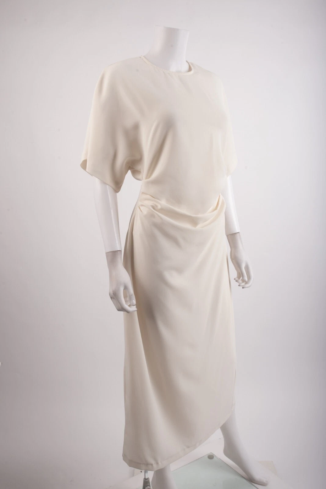 OFF WHITE Abito donna Zara drappeggiato aderente taglia S bianco sporco plissettato lati 5029 163 nuovo con etichette