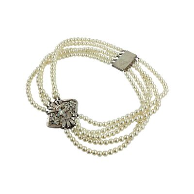 1980s Jacky de G Paris Runway Pearl Necklace, Dog Collar Choker, Collectible