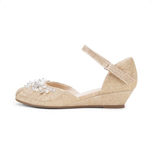 Kids Girls Flat Shoes Dress Shoes Low Heels Low Wedge Pumps Party Wedding Shoes - Picture 6 of 15