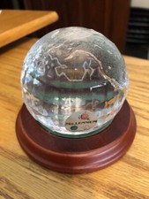 Millennium World Globe Paperweight Etched Frosted Crystal on Wooden Base France