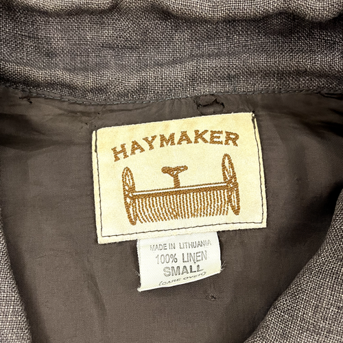 Chaqueta HAYMAKER Para Hombre Pequeña XL Ajuste Marrón 100% Lino Lino Cremallera Completa Bolsillos De Colección - Imagen 2 de 11