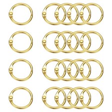 20Pcs Loose Leaf Binder Rings, 0.7 Inch Metal Open Card Rings,Gold Tone