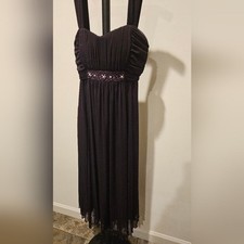CONNECTED APPAREL NWT FLOWY SHEER OVERLAY EGGPLANT SLEEVELESS DRESS SIZE 8