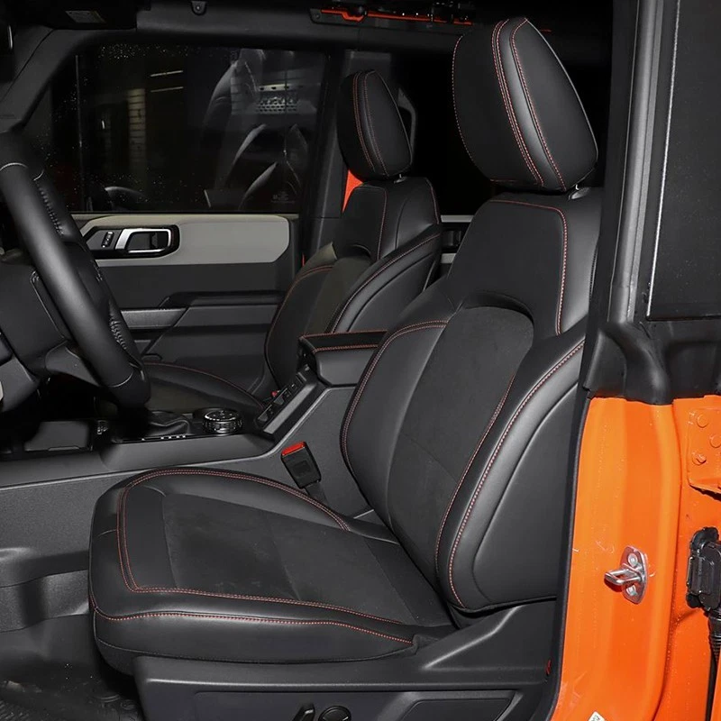 FUNDAS DE CUERO PARA ASIENTO DE COCHE PERSONALIZADAS MOTOPTES PARA FORD BRONCO 2021-2025 IMPERMEABLES Foto 2 de 4